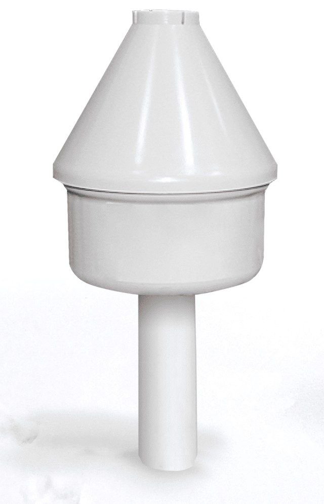 White snow and ice sensor with a conical cap on a short stem